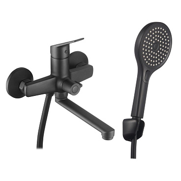 Смеситель для ванны Corsa Deco KX черный матовый однорычажный со средним изливом с лейкой (FBTKX2B)