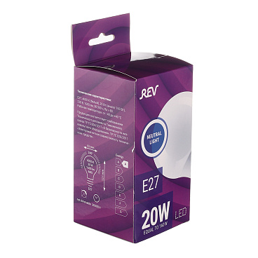 Лампа светодиодная Rev E27 4000К 20 Вт 1600 Лм 180-240 В груша A60 матовая