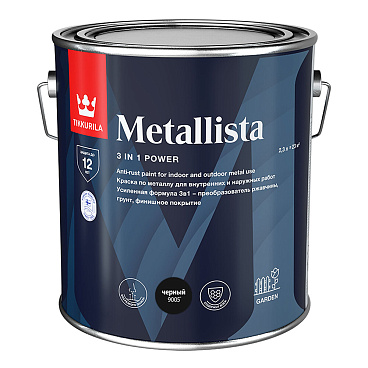 Краска по ржавчине Tikkurila/Tikkivala Metallista черная гладкая глянцевая 2,3 л