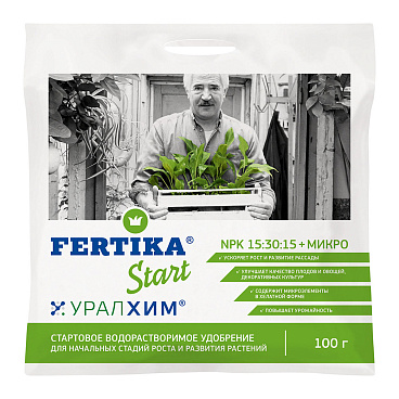 Удобрение сухое для овощных и плодово-ягодных культур минеральное гранулированное Старт Fertika 100 г