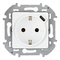 Розетка Legrand Inspiria встраиваемая белая с заземлением USB-A/ Type-C (673770)