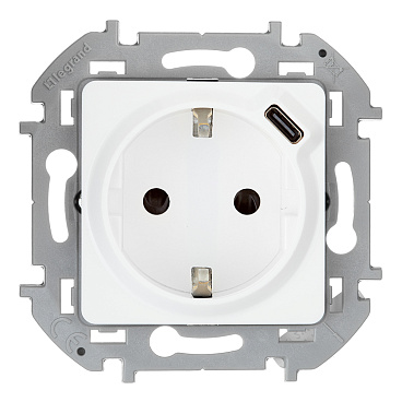 Розетка Legrand Inspiria встраиваемая белая с заземлением USB-A/ Type-C (673770)