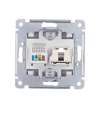 Розетка компьютерная/ телефонная Hegel Master встраиваемая черная RJ11/ RJ45 (РСКТ-440-08)