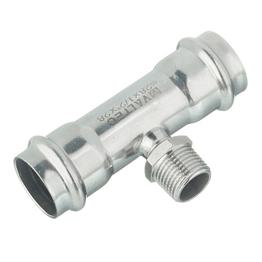 Тройник Valtec (VTi.933.I.280428) 28 мм х 1/2 НР(ш) х 28 мм нержавеющая сталь