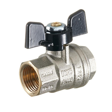 Кран шаровой латунный Bugatti 1/2 ВР(г) х 1/2 ВР(г) бабочка прямой (03020181)