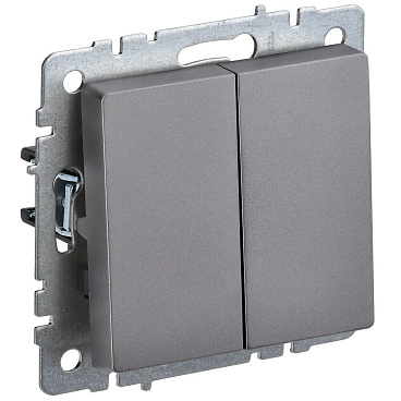 Выключатель IEK Brite ВС10-2-0-БрС двухклавишный встраиваемый сталь (BR-V20-0-10-K46)