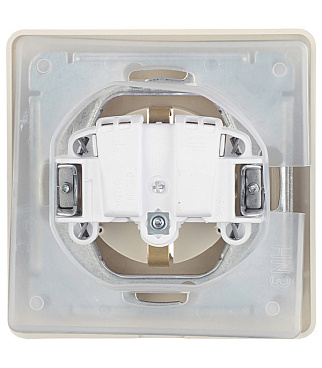 Розетка Systeme Electric Glossa встраиваемая бежевая со шторками с крышкой (GSL000248)