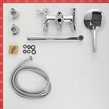 Смеситель для ванны Lavelly System хром двухвентильный с длинным изливом с лейкой (672194)