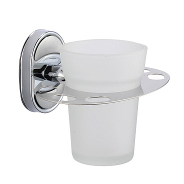 Стакан для ванной РМС с держателем стекло матовый/металл белый (A6020-1)