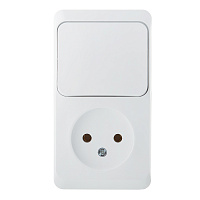 Блок выключатель и розетка Systeme Electric Этюд одноклавишный накладной белый (BPA16-204B)