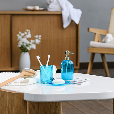 Мыльница для ванной Moroshka Bright Colors настольная стекло бирюзовая (917-311-02)