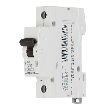 Автоматический выключатель модульный Legrand RX3 1P 10А тип C 4,5 кА 230/400 В (419662)