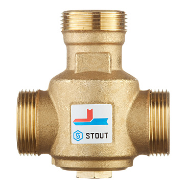 Клапан термостатический Stout 1 1/4 НР(ш) х 1 1/4 НР(ш) х 1 1/4 НР(ш) для твердотопливных котлов 60 °С (SVM-0030-325506)