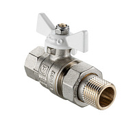 Кран шаровой латунный Valtec Base-ГОСТ 3/4 ВР(г) х 3/4 НР(ш) бабочка со сгоном прямой (VT.227S.NW.05)