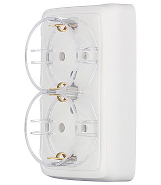 Розетка Hegel Alfa накладная белая тонкая со шторками (РА16-184)