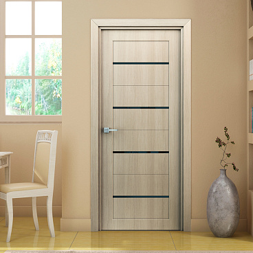 Дверь межкомнатная Орион 700х2000 мм финишпленка капучино с декоративной вставкой