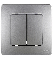 Выключатель Systeme Electric Blanca двухклавишный встраиваемый алюминий (BLNVS010503)