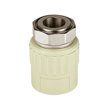 Муфта полипропиленовая Valfex с накидной гайкой 20 мм х 3/4 ВР(г) серая (10139120Г)