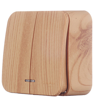 Выключатель Systeme Electric Blanca двухклавишный накладной ясень с подсветкой (BLNVA105115)