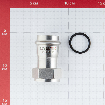 Соединитель VALTEC (VTi.908.I.002806) 28 мм х 1 ВР(г) нержавеющая сталь с накидной гайкой