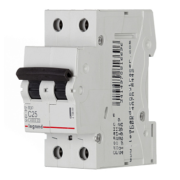 Автоматический выключатель модульный Legrand RX3 2P 25А тип C 4,5 кА 230/400 В (419699)