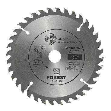 Диск пильный по дереву Trio-Diamond 160х20х1,4 мм 36 зубьев (FLL814)