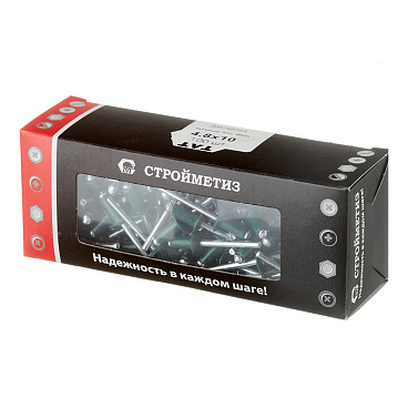 Заклепка вытяжная 4,8x10 мм алюминий/сталь зеленая RAL 6005 (100 шт.)