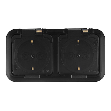 Розетка Svet накладная черная с крышкой (EV 0366-6621)