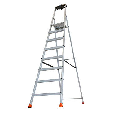 Стремянка алюминиевая 8 ступеней 80 мм с лотком-органайзером 1,70 м Krause