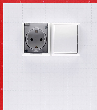 Блок выключатель и розетка Simon 15 Aqua одноклавишный накладной белый (1594511-030)