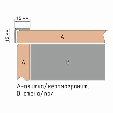 Уголок для плитки полированный прямой наружный нержавеющая сталь 2700х15х15 мм золото зеркальное