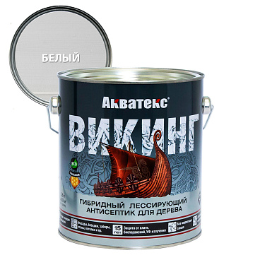Антисептик Акватекс Викинг декоративный для дерева белый 2,5 л