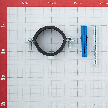 Хомут сантехнический 1 1/2 48-53 мм оцинкованная сталь со шпилькой и дюбелем