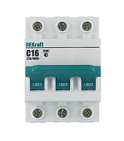 Автоматический выключатель модульный Dekraft BA-101 3P 16А тип C 4,5 кА 230/400 В (11078DEK)
