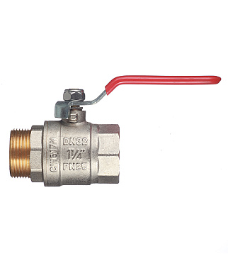 Кран шаровой латунный Valtec Base 1 1/4 ВР(г) х 1 1/4 НР(ш) ручка прямой (VT.215.N.07)