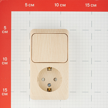Блок выключатель и розетка Systeme Electric Этюд одноклавишный накладной сосна (BPA16-201D)