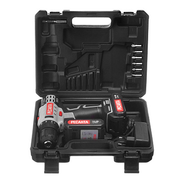 Дрель-шуруповерт аккумуляторная Ресанта ДА-14-2ЛК 14 В 2 Ач Li-Ion 2 АКБ и ЗУ (75/14/4)