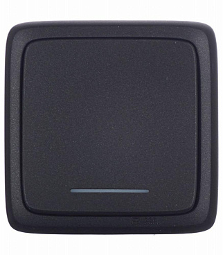 Выключатель Hegel Alfa одноклавишный накладной черный с подсветкой (ВА10-114-08)