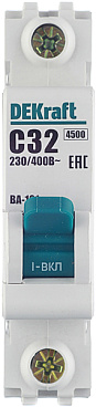 Автоматический выключатель модульный Dekraft BA-101 1P 32А тип C 4,5 кА 230/400 В (11057DEK)