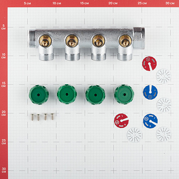 Коллектор Stout 1 ВР(г) х 4 выхода 3/4(ЕК) х 1 НР(ш) регулирующий (SMB-6850-013404)