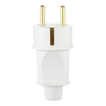 Вилка прямая с заземлением 16 А 250 В Duwi белая (30465 4)