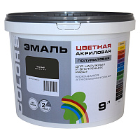 Эмаль универсальная акриловая Радуга Colors черная полуматовая 9 л