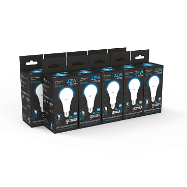 Лампа светодиодная Gauss E27 6500К 22 Вт 2000 Лм 175-240 В груша тонированная