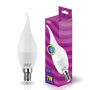 Лампа светодиодная Rev E14  2700К 7 Вт 180-240 В свеча на ветру матовая