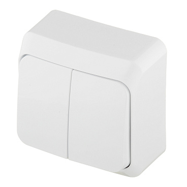 Выключатель Systeme Electric Этюд двухклавишный накладной белый с подсветкой (BA10-006B)