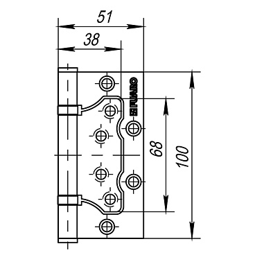 Петля Fuaro бабочка универсальная неразъемная 100х75 мм хром