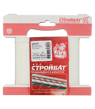 Шнур плетеный полипропиленовый 8 прядей белый d1,7 мм 20 м для жалюзи