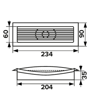 Решетка вентиляционная накладная пластиковая для плоских воздуховодов 60х204 мм