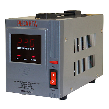 Стабилизатор напряжения Ресанта АСН-500/1-Ц однофазный 220 В 0,5 кВт переносной