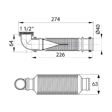 Сифон для раковины и мойки Wirquin Senzo Push-Fit 1 1/2х40 мм без выпуска (30719169)